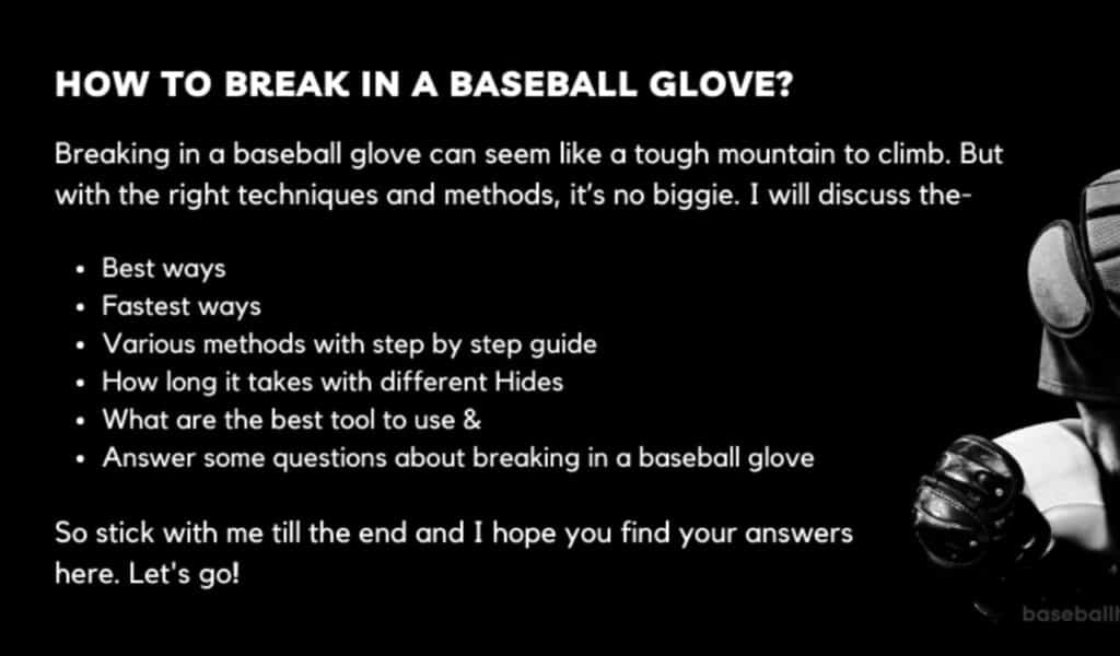 How to Break in a Baseball Glove